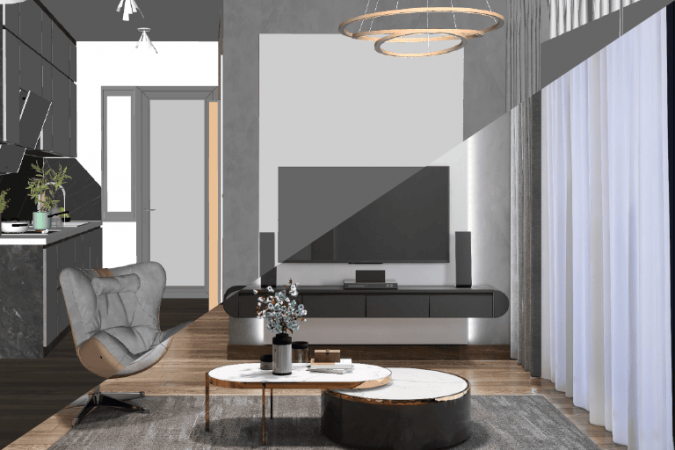 Sketchup interior apartment model download ID: 106000013 (Quoc Khanh ...