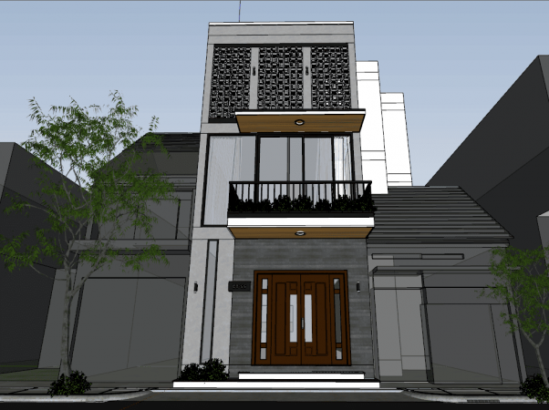 Exterior house Sketchup scene model download ID: 213000030 (Nguyen ...