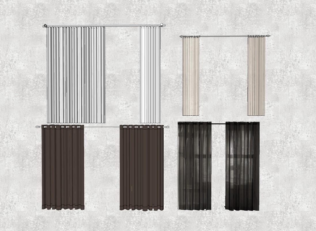 Modern curtain combination Sketchup model download ID: 131000009 (Dao ...