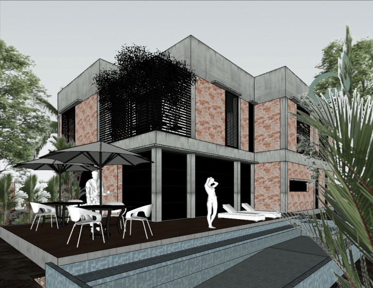 Exterior house scene Sketchup model download ID: 213000101 (Phan Vu ...