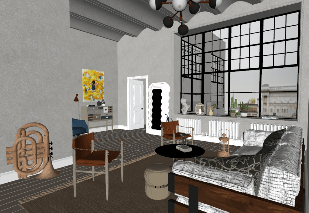 Interior living room scene Sketchup model download ID: 100000058 (Chau ...