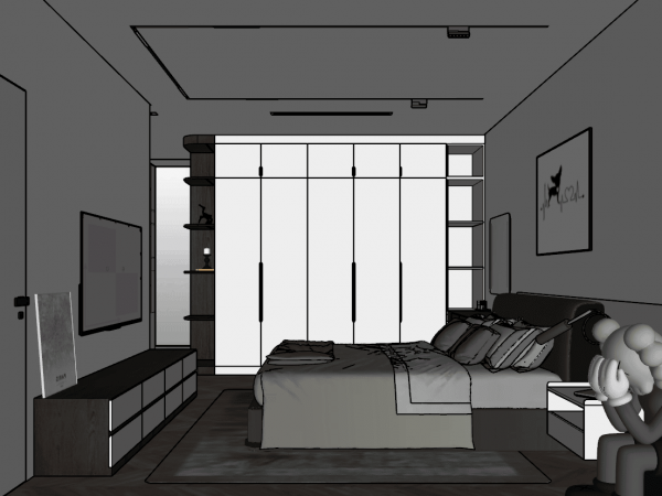 Bedroom scene interior Sketchup model download ID: 101000099 (Dinh Huy ...