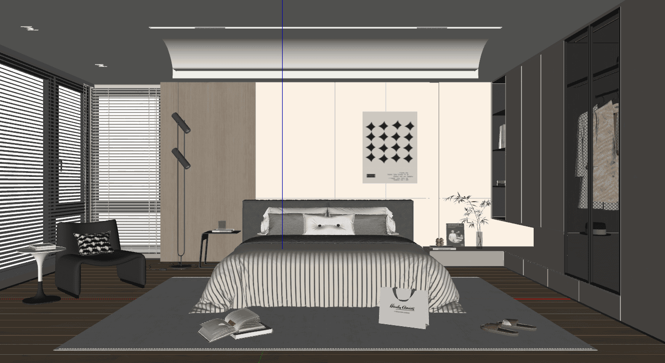 Interior bedroom scene Sketchup model download ID: 101000091 (Dinh ...