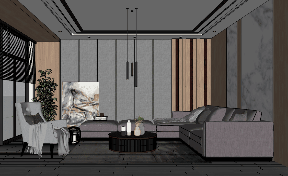 Interior living room scene Sketchup model download ID: 100000073 (Ho ...