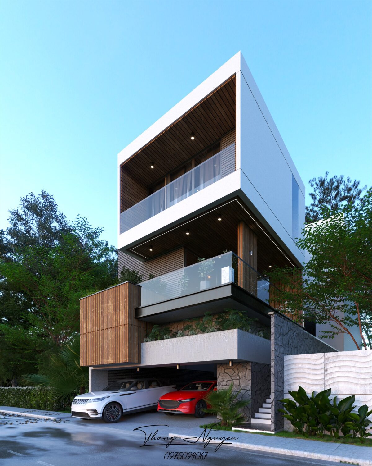 Free Sketchup Scene Vray Modern Exterior ID 101000287 (Thang Nguyen)