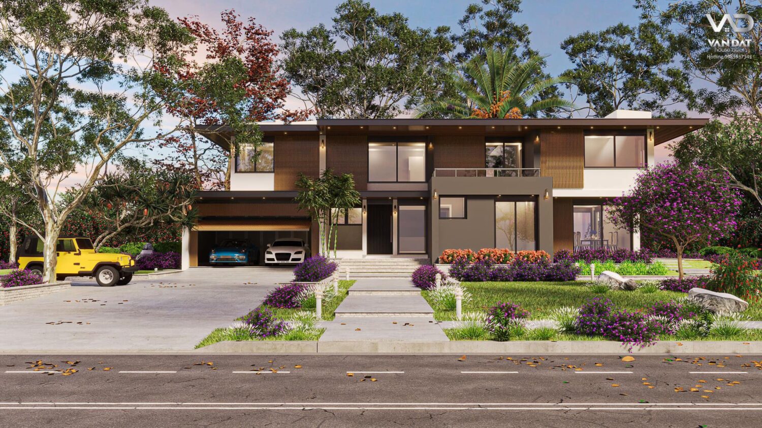 Sketchup Scene Download Vray Modern Exterior ID 101000298 (Dat Nguyenhuu)