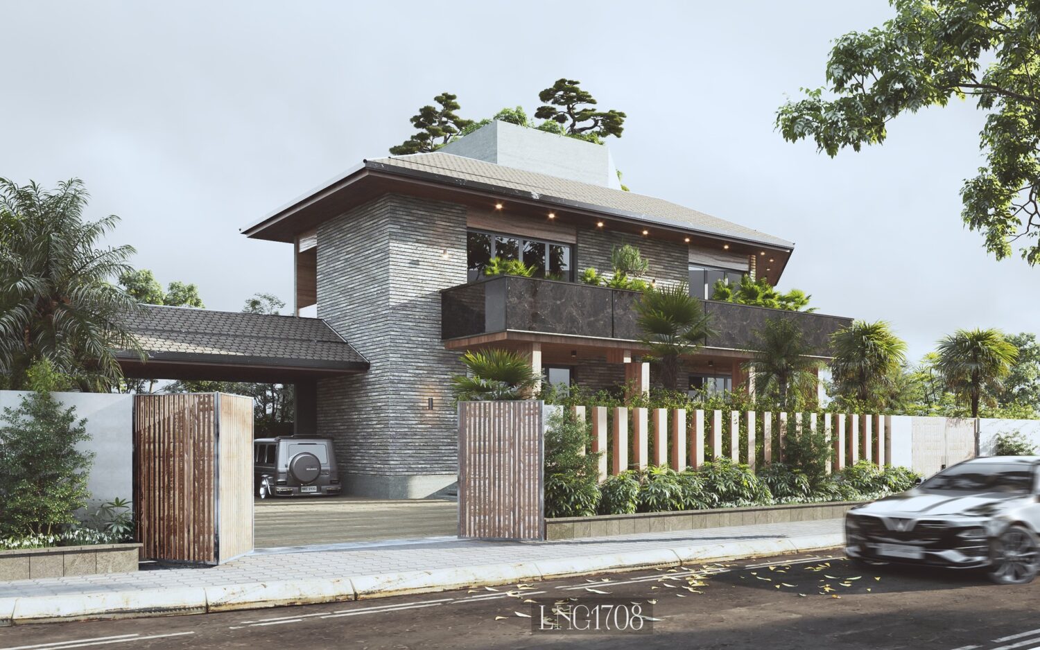 Vray Exterior Sketchup Scene Free Download Modern ID 101000273 (Nguyen Long)